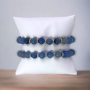 NWT Wool + Pepper Co. BLUE AVENTURINE GEMSTONE w/ gold OR silver Bracelet